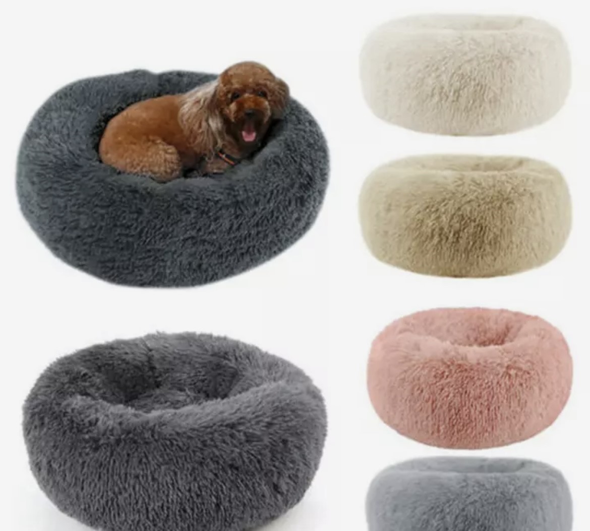 High Quality Donut Mand Cat/ Dog Beds Calming Pet Bed for Large Medium Small Dogs (L/XL/XXL/XXXL) Washable Anti-Anxiety Round Fluffy Plush Faux Fur Pet Bed