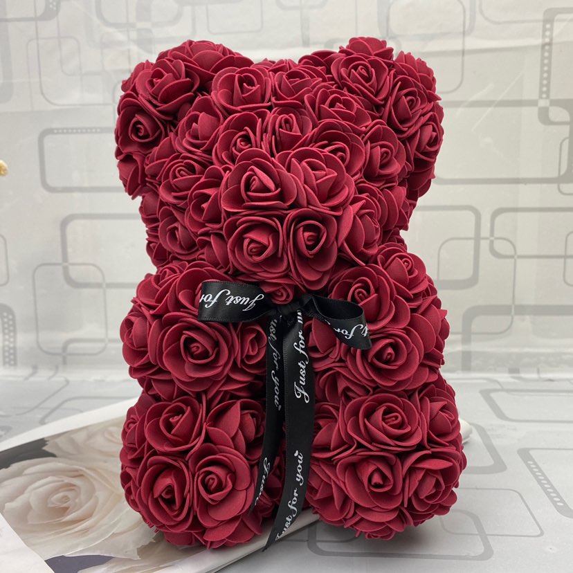 WEEDKEYCAT HOT Valentine’s Day Gift 25cm Red Rose Teddy Bear Rose Flower Decoration Women’s Valentines Gift