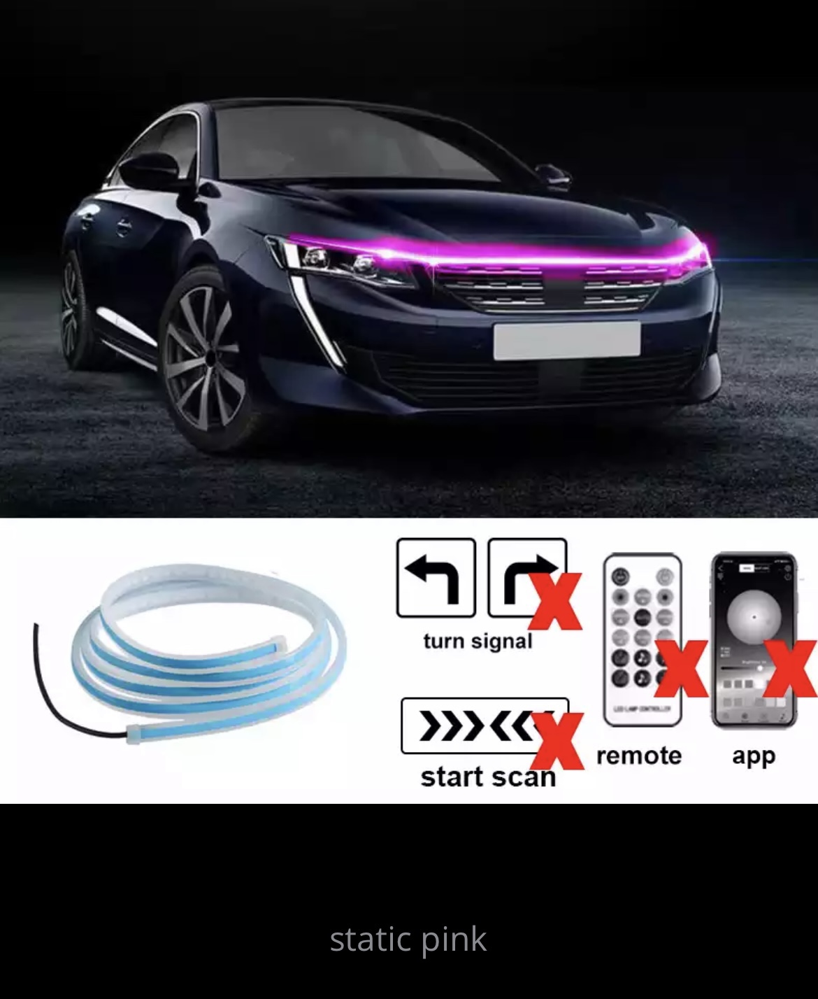 2023 Newest LED Car Hood Light Daytime Running Lights Auto Remote App RGB Flowing Turn Signal Guide Thin Strip Lamp Styling 12V