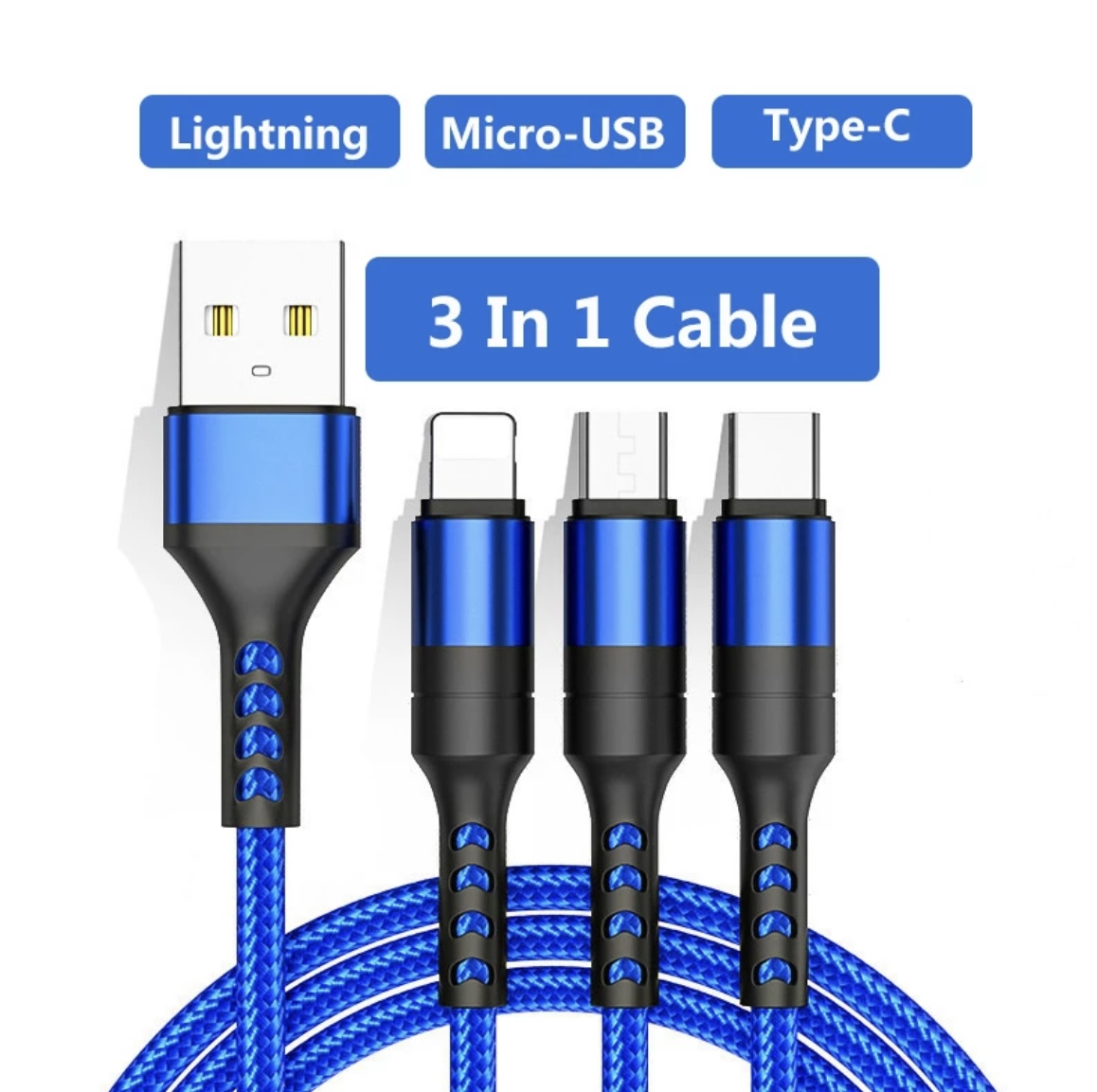 Quality 3 in1 USB Cable for IPhone Fast Charger Charging Cable for Micro USB Phone Type C Xiaomi Huawei Samsung Charger Wire for IPad